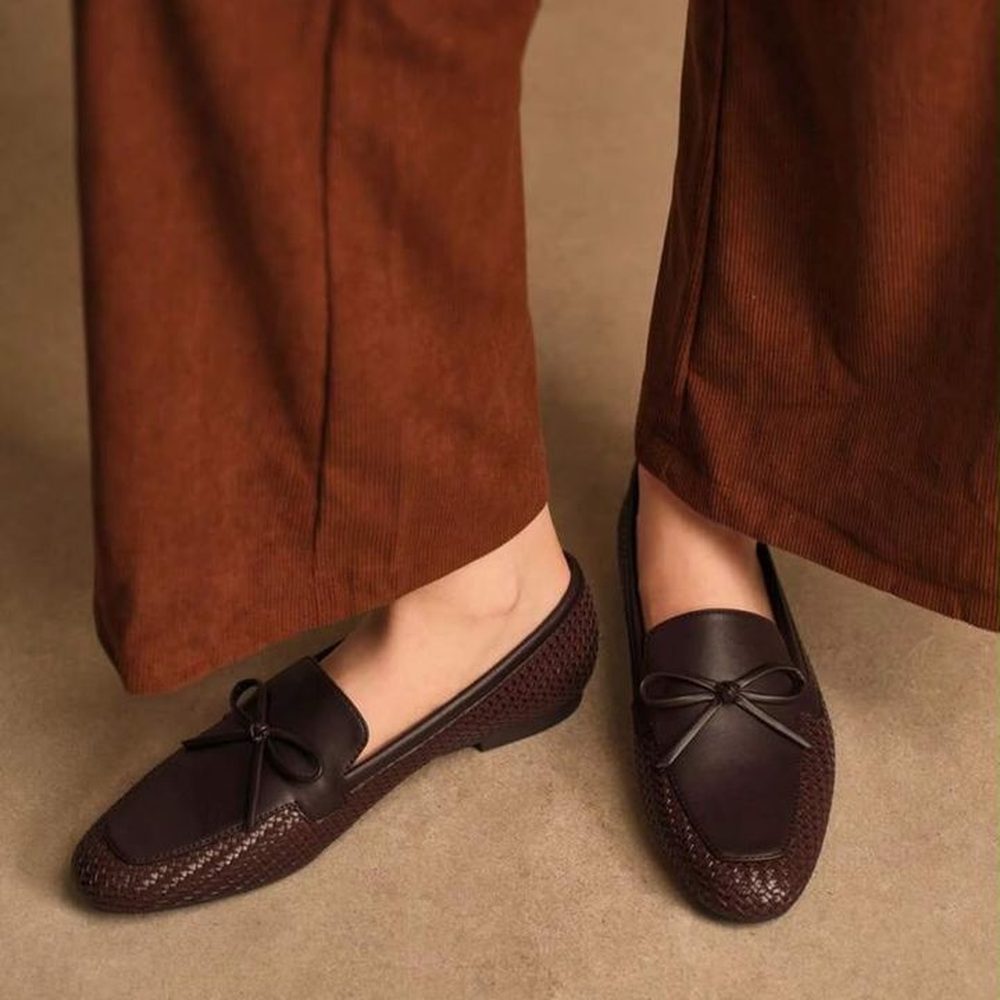 Woven Bow Loafer — Espresso