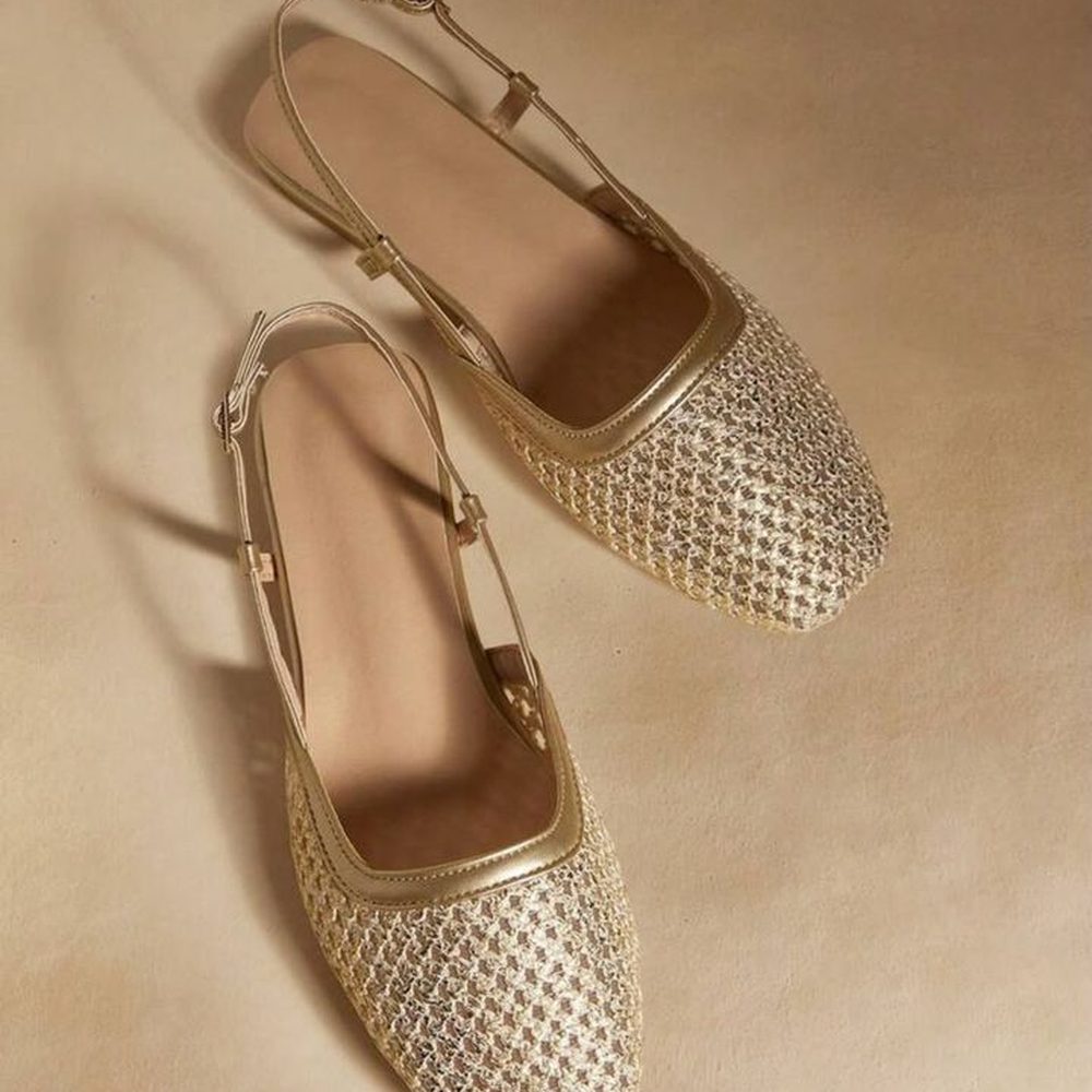Woven Square Flat — Champagne